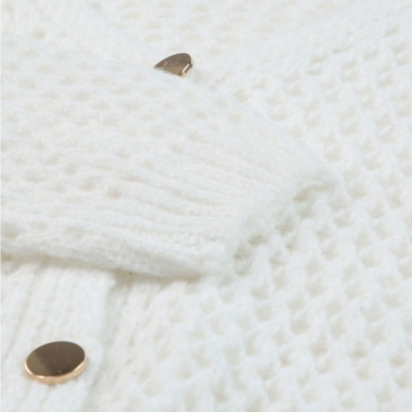 White Knit Dolman Sleeve Sweater Cardigan - Picture 12 of 14